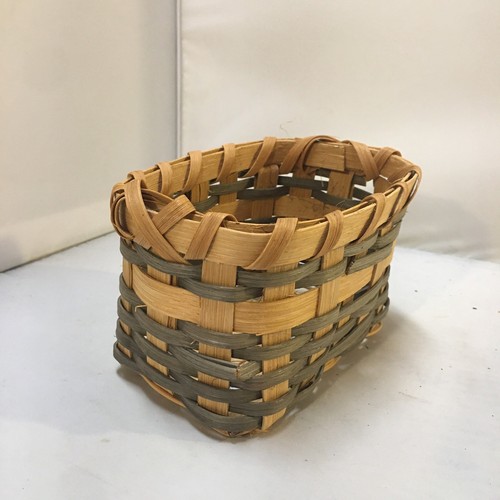 Woven wood basket - woven, tan