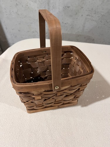 Woven wood basket - woven, handle