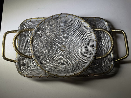 Mcm piece woven metal basket - 2-piece,