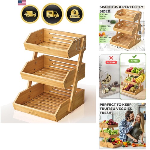 Bamboo tier fruit basket - bamboo, 3